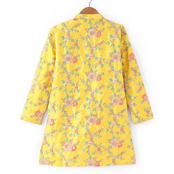 Pine Kids Woven Full Sleeves Kurta Pyjama Set with Floral Embroidery - Yellow