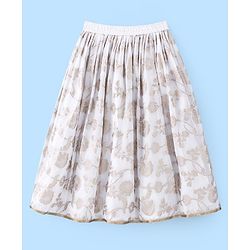 Pine Kids Woven Brocade Half Sleeves Collar Neck Choli with Lehenga & Dupatta - White