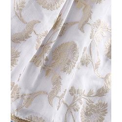 Pine Kids Woven Brocade Half Sleeves Collar Neck Choli with Lehenga & Dupatta - White