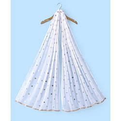 Pine Kids Woven Brocade Half Sleeves Collar Neck Choli with Lehenga & Dupatta - White