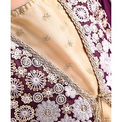Pine Kids Sequined Floral Embroidered Choli Lehenga Set with Full Sleeves  Jacket - Purple