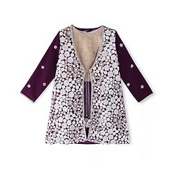 Pine Kids Sequined Floral Embroidered Choli Lehenga Set with Full Sleeves  Jacket - Purple