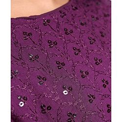 Pine Kids Woven Half Sleeves Sequinned Choli Lehenga Set with Dupatta - Wine