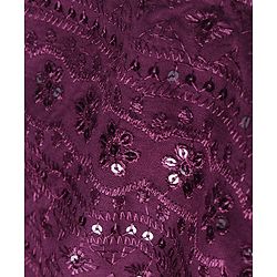 Pine Kids Woven Half Sleeves Sequinned Choli Lehenga Set with Dupatta - Wine