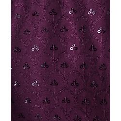 Pine Kids Woven Half Sleeves Sequinned Choli Lehenga Set with Dupatta - Wine