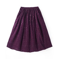 Pine Kids Woven Half Sleeves Sequinned Choli Lehenga Set with Dupatta - Wine
