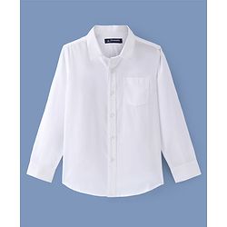Pine Kids Cotton Woven Full Sleeves Solid Colour  Party Shirt with Bow - White