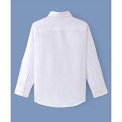 Pine Kids Cotton Woven Full Sleeves Solid Colour  Party Shirt with Bow - White
