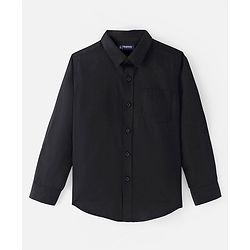 Pine Kids Cotton Woven Full Sleeves Solid Colour Party Shirt with Bow - Black