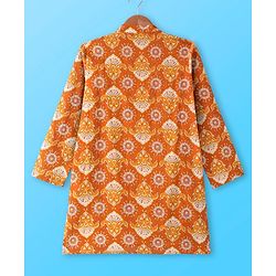 Pine Kids Cotton Woven Full Sleeves Kurta Pyjama Set Paisley Print - Mustard