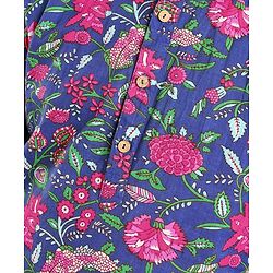 Pine Kids Cotton Woven Full Sleeves Kurta Pyjama Set Floral Print - Blue
