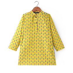 Pine Kids Cotton Woven Full Sleeves Printed Kurta - Yellow