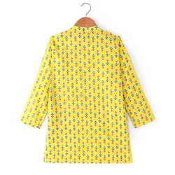 Pine Kids Cotton Woven Full Sleeves Printed Kurta - Yellow