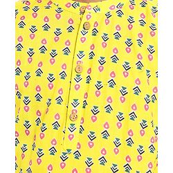 Pine Kids Cotton Woven Full Sleeves Printed Kurta - Yellow