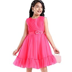 Pine Kids Woven Sleeveless Tiered Party Dress With Bow -Multicolor