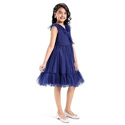 Pine Kids Sleeveless Tiered Party Frock with Frill Detailing  - Navy Blue