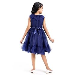 Pine Kids Sleeveless Tiered Party Frock with Frill Detailing  - Navy Blue