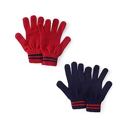 Pine Kids Solid Color Gloves Set Pack of 2 - Red & Navy Blue
