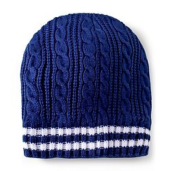 Pine Kids Winter Cap with Cable Knit Design - Navy Blue