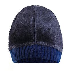 Pine Kids Winter Cap with Cable Knit Design - Navy Blue