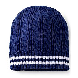Pine Kids Winter Cap with Cable Knit Design - Navy Blue