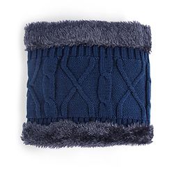 Pine Kids Woollen Cap & Muffler Set with Cable Knit Design - Navy