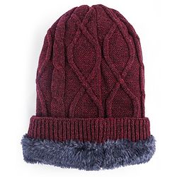 Pine Kids Woollen Cap & Muffler Set with Cable Knit Design - Maroon