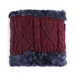 Pine Kids Woollen Cap & Muffler Set with Cable Knit Design - Maroon