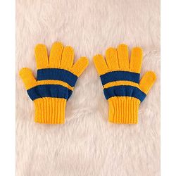 Pine Kids Woollen Knit Color Block Cap Gloves & Muffler Set - Yellow Blue & White