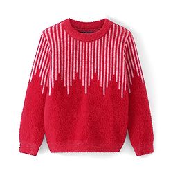 Pine Kids Full Sleeves Solid Pullover Sweater - Red