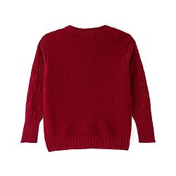 Pine Kids Knit Full Sleeves Solid Color Pullovers Sweater- Red