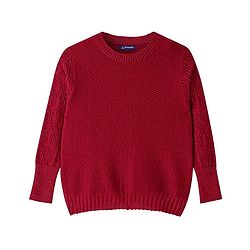 Pine Kids Knit Full Sleeves Solid Color Pullovers Sweater- Red
