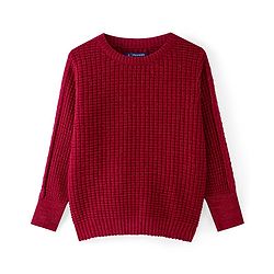 Pine Kids Full Sleeves Cable Knit Solid Pullover Sweater - Red