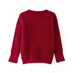 Pine Kids Full Sleeves Cable Knit Solid Pullover Sweater - Red
