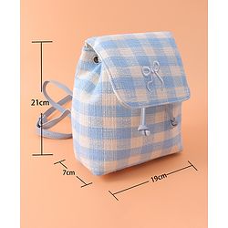 Pine Kids Checkered Fashion Backpacks With Bow Embroidery - Blue