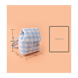Pine Kids Checkered Fashion Backpacks With Bow Embroidery - Blue