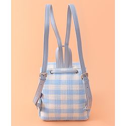 Pine Kids Checkered Fashion Backpacks With Bow Embroidery - Blue
