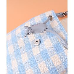Pine Kids Checkered Fashion Backpacks With Bow Embroidery - Blue