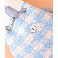 Pine Kids Checkered Fashion Backpacks With Bow Embroidery - Blue