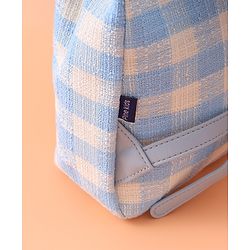 Pine Kids Checkered Fashion Backpacks With Bow Embroidery - Blue
