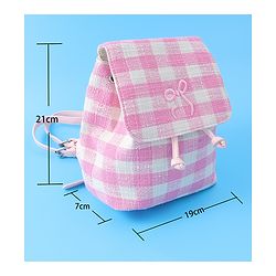 Pine Kids Checkered Fashion Backpacks With Bow Embroidery - PInk