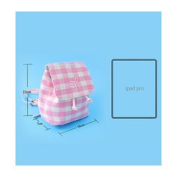 Pine Kids Checkered Fashion Backpacks With Bow Embroidery - PInk