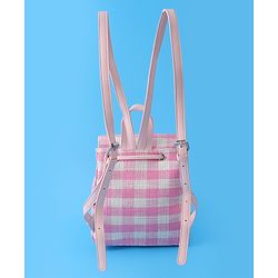 Pine Kids Checkered Fashion Backpacks With Bow Embroidery - PInk