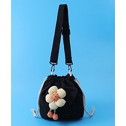 Pine Kids Floral Applique Sling Bag - Black