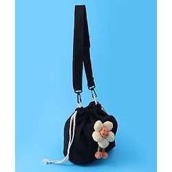 Pine Kids Floral Applique Sling Bag - Black