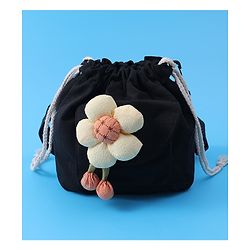 Pine Kids Floral Applique Sling Bag - Black