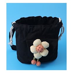 Pine Kids Floral Applique Sling Bag - Black