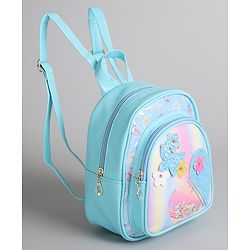 Pine Kids Floral Applique  Fashion Backpack with Sequin Detailing  - Blue