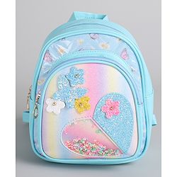 Pine Kids Floral Applique  Fashion Backpack with Sequin Detailing  - Blue
