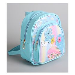 Pine Kids Floral Applique  Fashion Backpack with Sequin Detailing  - Blue